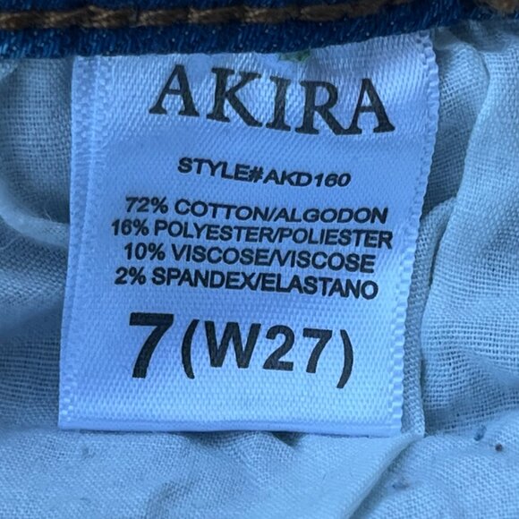 AKIRA MAYA FRAY MID RISE SKINNY WOMEN’S JEANS sz 7 W27 Dark Wash STRETCHY NWT - Picture 11 of 15